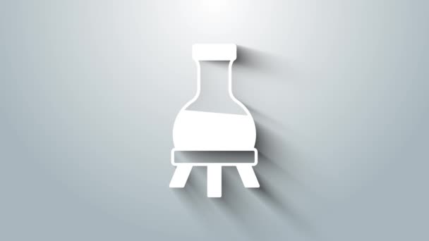 Weißes Reagenzglas Und Kolben Chemielabor Testsymbol Isoliert Auf Grauem Hintergrund — Stockvideo