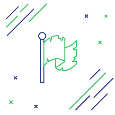 Beyaz arkaplanda çizgi korsan bayrağı simgesi izole edildi. Renkli taslak konsepti. Vektör