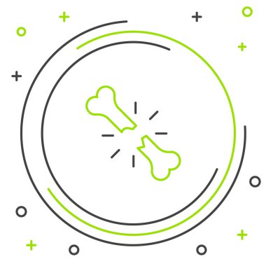 Kırık insan kemik simgesi beyaz arka planda izole edildi. Renkli taslak konsepti. Vektör