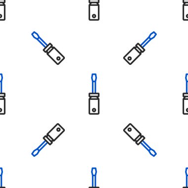 Çizgi Tornavida simgesi beyaz arkaplanda izole edilmiş kusursuz desen. Servis aracı sembolü. Renkli taslak konsepti. Vektör