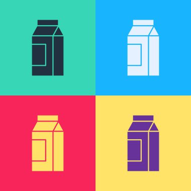 Süt simgesi için paket kağıdı renkli arkaplanda izole edilmiş. Süt paketi işareti. Vektör.