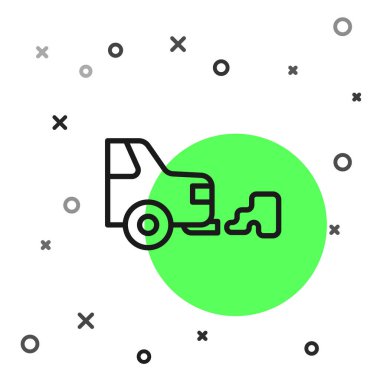 Siyah çizgi araba egzoz ikonu beyaz arka planda izole edildi. Vektör.