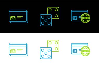 Satır kartı ve oyun zar simgesini ayarla. Vektör.