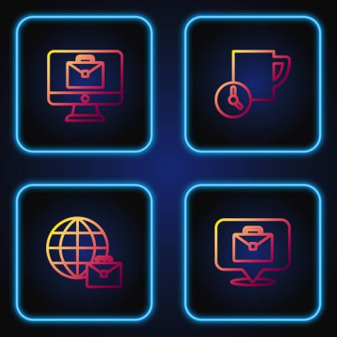 Çevrimiçi ve Zaman Yönetimi Hattı çalışıyor. Renk simgeleri. Vektör.