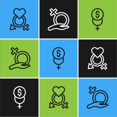 Cinsiyet Feminizm Finans ve Kadın Cinsiyet Simgesi. Vektör.