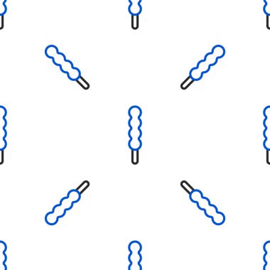 Line Lolipop simgesi beyaz arkaplanda kusursuz desen izole etti. Şeker işareti. Yemek, lezzetli bir sembol. Renkli taslak konsepti. Vektör.