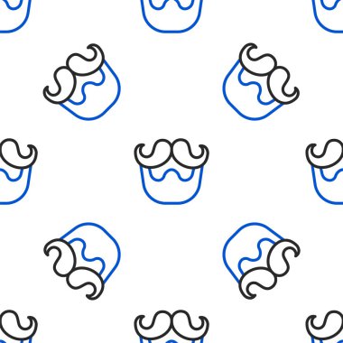 Çizgili Bıyık ve Sakal ikonu beyaz arka planda kusursuz desen izole etti. Berber dükkanı sembolü. Yüz kılı stili. Renkli taslak konsepti. Vektör.