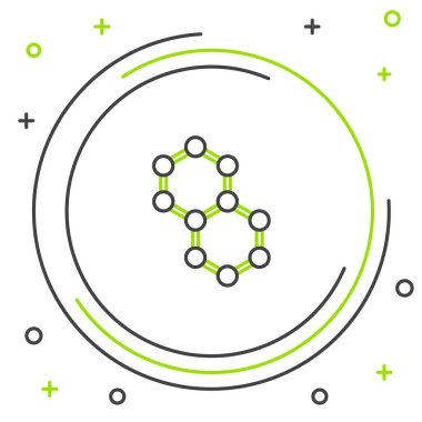 Molekül simgesi beyaz arkaplanda izole edildi. Kimya moleküllerinin yapısı, fen öğretmenlerinin yenilikçi eğitim posteri. Renkli taslak konsepti. Vektör.