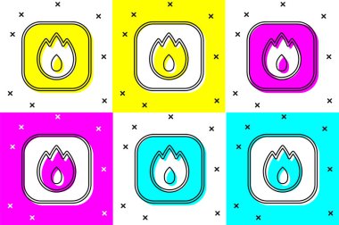 Ateş alev simgesini renk arkaplanına ayır. Vektör.