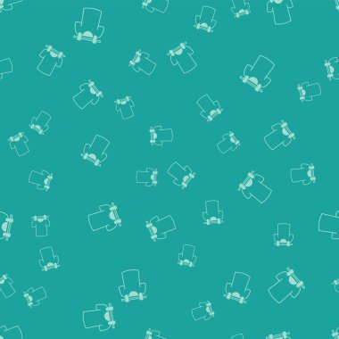 Yeşil Kurutma ikonu yeşil arka planda izole edilmiş pürüzsüz desen. Temiz gömlek. Çamaşırları çamaşır mandallarıyla iple yıka. Kıyafet bakımı ve düzenlilik. Vektör.