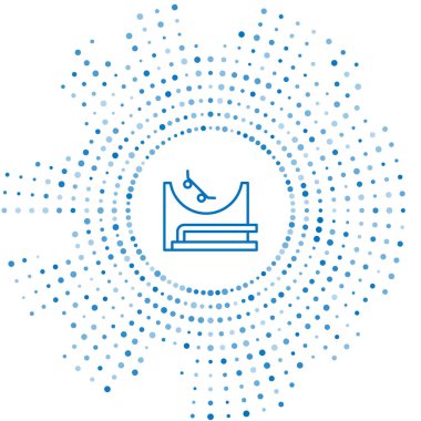 Mavi çizgi kaykay parkı simgesi beyaz arkaplanda izole edildi. Rampa seti, paten parkı için merdiven. Olağanüstü bir spor. Soyut çember rastgele noktalar. Vektör.