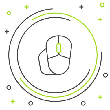 Satır Bilgisayar fare simgesi beyaz arkaplanda izole edildi. Tekerlek sembollü optik. Renkli taslak konsepti. Vektör