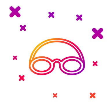 Color line Glasses and cap for swimming icon isolated on white background. Swimming cap and goggles. Diving underwater equipment. Gradient random dynamic shapes. Vector.