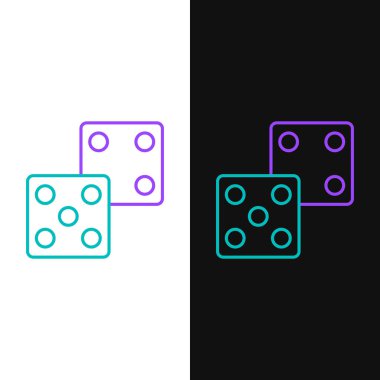 Çizgi Oyunu zar simgesi beyaz ve siyah arkaplanda izole edildi. Kumarhane kumarı. Renkli taslak konsepti. Vektör.