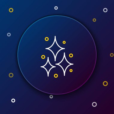 Firework simgesi mavi arkaplanda izole edildi. Eğlence partisi anlayışı. Patlayıcı havai fişek sembolü. Renkli taslak konsepti. Vektör.