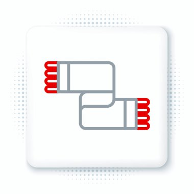 Çizgi Kış eşarbı simgesi beyaz arkaplanda izole edildi. Renkli taslak konsepti. Vektör