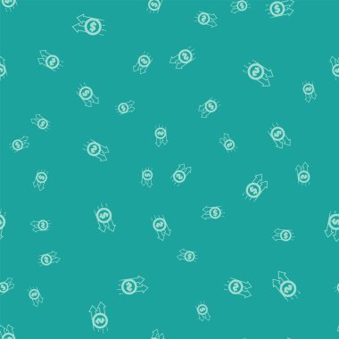 Green Financial growth dollar coin icon isolated seamless pattern on green background. Increasing revenue.  Vector