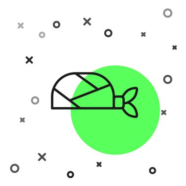 Beyaz arka planda izole edilmiş baş simgesi için siyah çizgi korsan bandanası. Vektör