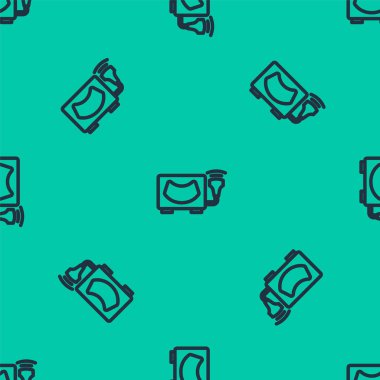 Blue line Ultrasound icon isolated seamless pattern on green background. Medical equipment.  Vector