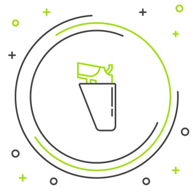 Tabanca kılıfındaki çizgi tabancası beyaz arka planda izole edilmiş. Renkli taslak konsepti. Vektör