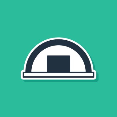 Blue Warehouse icon isolated on green background.  Vector