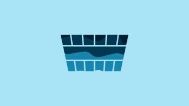 Blue Sauna bucket icon isolated on blue background. 4K Video motion graphic animation .