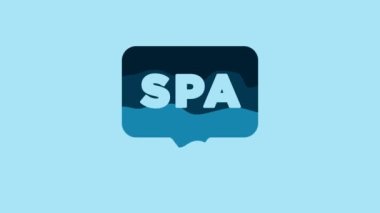 Blue Spa salon icon isolated on blue background. Concept for beauty salon, massage, cosmetic. Spa treatment and cosmetology. 4K Video motion graphic animation .