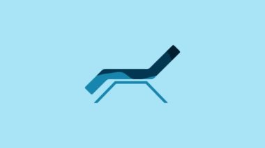 Blue Sunbed icon isolated on blue background. Sun lounger. 4K Video motion graphic animation .