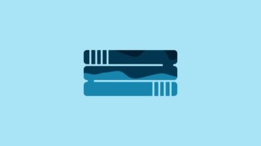 Blue Towel stack icon isolated on blue background. 4K Video motion graphic animation .