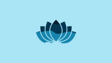 Blue Lotus flower icon isolated on blue background. 4K Video motion graphic animation .