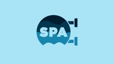 Blue Spa salon icon isolated on blue background. Concept for beauty salon, massage, cosmetic. Spa treatment and cosmetology. 4K Video motion graphic animation .