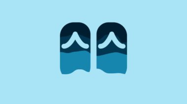 Blue Flip flops icon isolated on blue background. Beach slippers sign. 4K Video motion graphic animation .