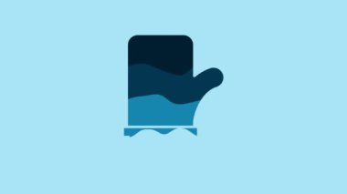 Blue Sauna mittens icon isolated on blue background. Mitten for spa. 4K Video motion graphic animation .