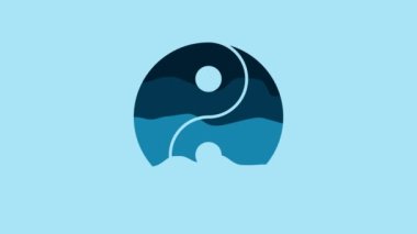 Blue Yin Yang symbol of harmony and balance icon isolated on blue background. 4K Video motion graphic animation .