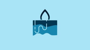 Blue Aroma candle icon isolated on blue background. 4K Video motion graphic animation .