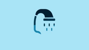 Blue Pet shower icon isolated on blue background. 4K Video motion graphic animation .