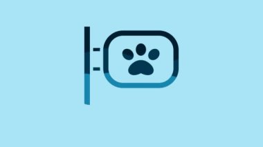 Blue Pet grooming icon isolated on blue background. Pet hair salon. Barber shop for dogs and cats. 4K Video motion graphic animation .