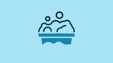 Blue Pets bath icon isolated on blue background. 4K Video motion graphic animation .