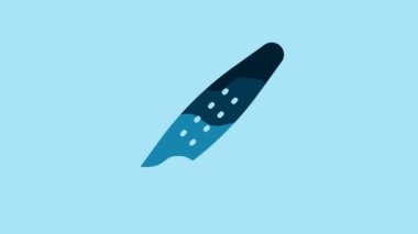 Blue Nail file pet icon isolated on blue background. Professional treatment at home grooming for pet. 4K Video motion graphic animation .