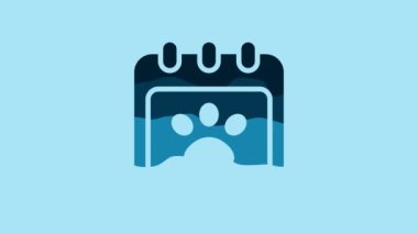 Blue Calendar grooming icon isolated on blue background. Event reminder symbol. 4K Video motion graphic animation .
