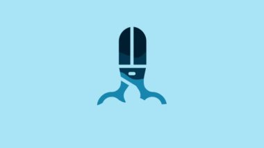Blue Scissors hairdresser icon isolated on blue background. Hairdresser, fashion salon and barber sign. Barbershop symbol. 4K Video motion graphic animation .