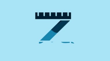 Blue Tape measure icon isolated on blue background. Measuring tape. 4K Video motion graphic animation .