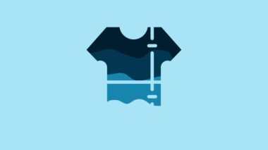 Blue Sport track suit icon isolated on blue background. 4K Video motion graphic animation .