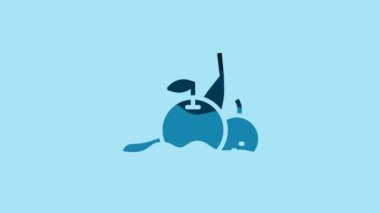 Blue Fruit icon isolated on blue background. 4K Video motion graphic animation .