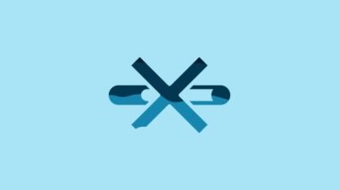 Blue No Smoking icon isolated on blue background. Cigarette symbol. 4K Video motion graphic animation .