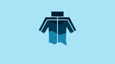 Blue Wetsuit for scuba diving icon isolated on blue background. Diving underwater equipment. 4K Video motion graphic animation .