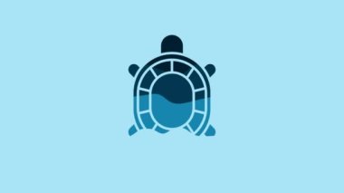 Blue Turtle icon isolated on blue background. 4K Video motion graphic animation .
