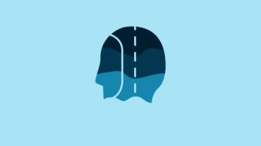 Blue Diving hood icon isolated on blue background. Spearfishing hat winter swim hood. Diving underwater equipment. 4K Video motion graphic animation .