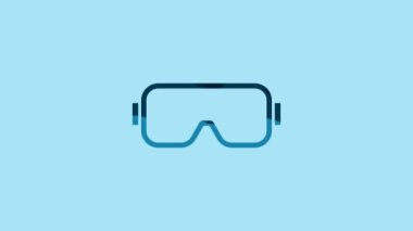 Blue Diving mask icon isolated on blue background. Extreme sport. Diving underwater equipment. 4K Video motion graphic animation .