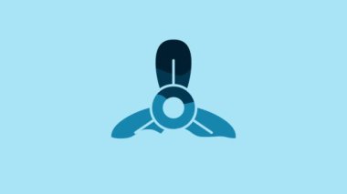 Blue Boat propeller, turbine icon isolated on blue background. 4K Video motion graphic animation .